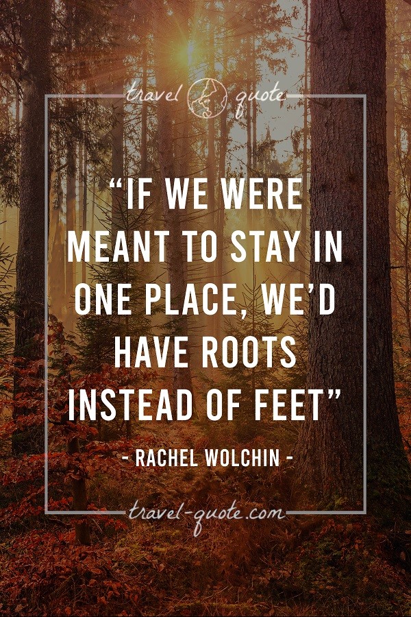 If we were meant to stay in one place, we'd have roots instead of feet.