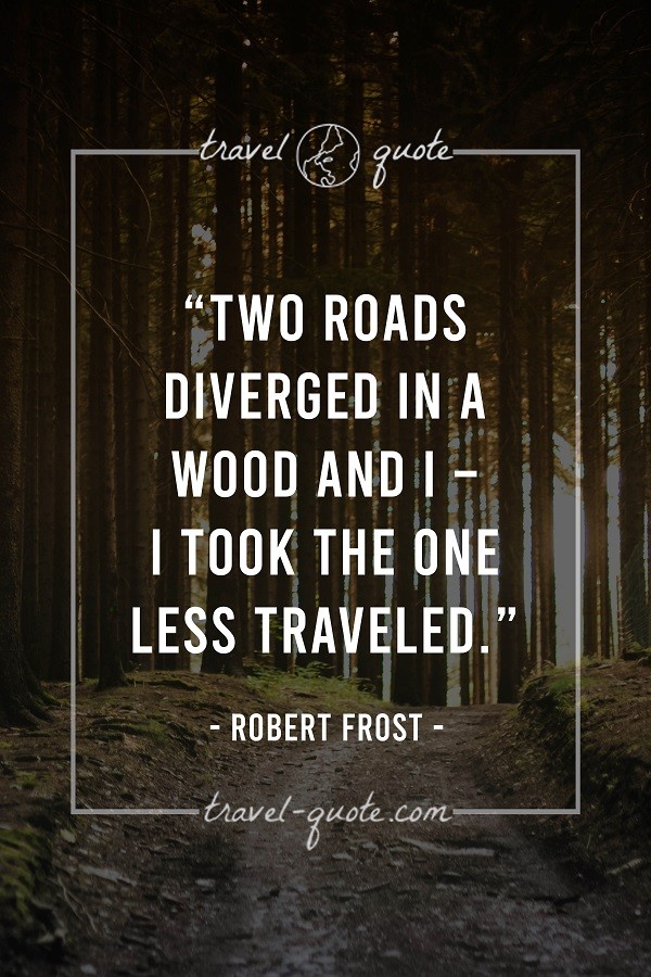 Two roads diverged in a wood and I - I took the one less traveled.